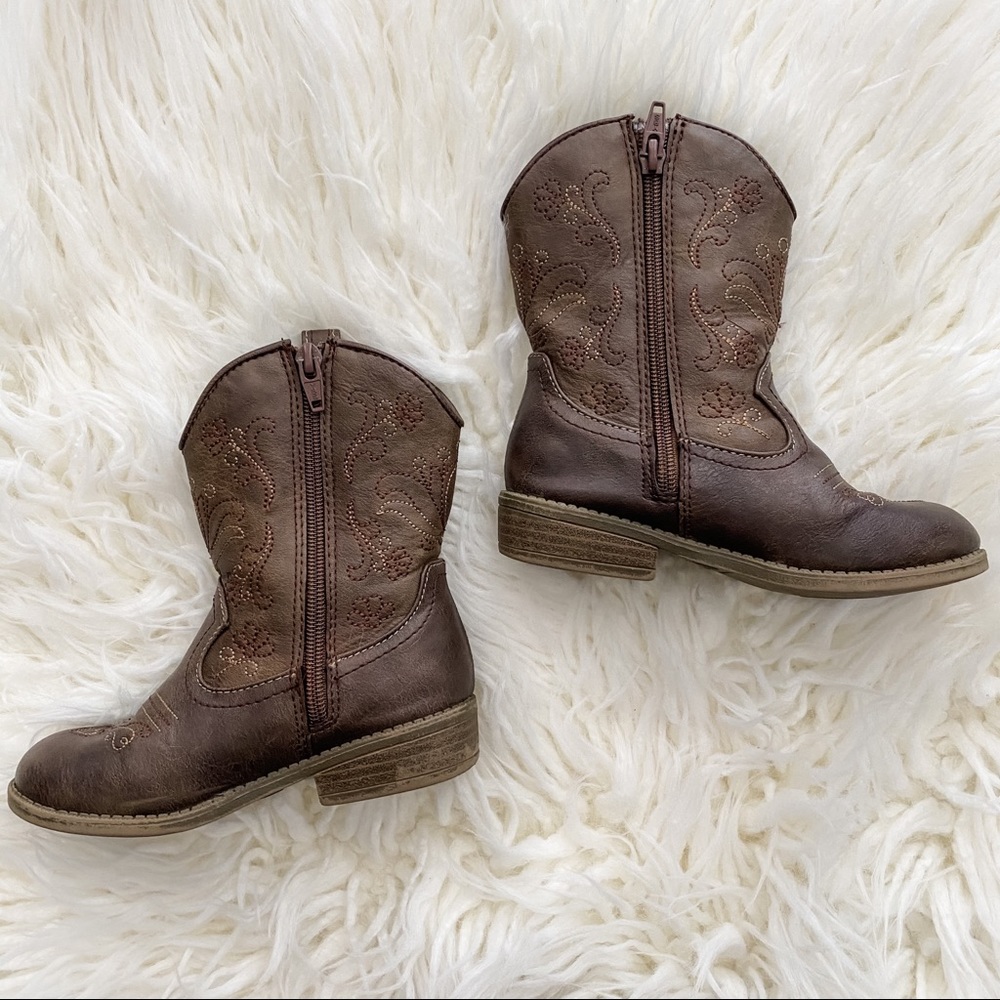 Toddler Girls’ Chloe Brown Classic Cowboy Boots